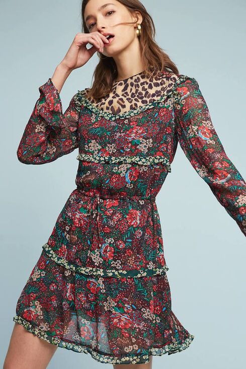 Scotch & Soda Dresses & Skirts - Scotch & Soda Leopard & Lillies Dress Mini Dark Floral 2 NWOT Garden Long Sleeve